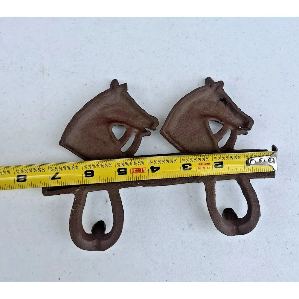 Vintage Cast Iron Coat Hook Pegs Horse Country Western Wall Hang Equestrian
